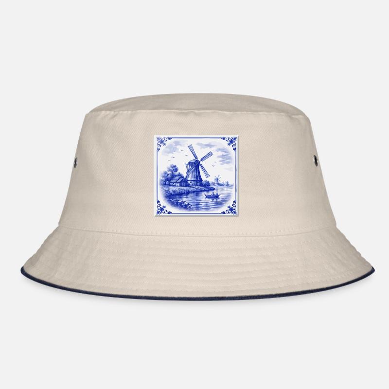 Delfter Windmühle am See Bucket Hat