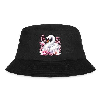 White Swan with Cherry Blossoms - Bucket Hat - black - Front - Lela (165cm)