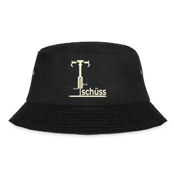 Abschied Fahrradfahrer - Tschüss - Bucket Hat - Schwarz - Vorne - Lela (165cm)