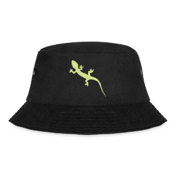 Gecko Silhouette Blattgrün - Bucket Hat - Schwarz - Vorne - Lela (165cm)