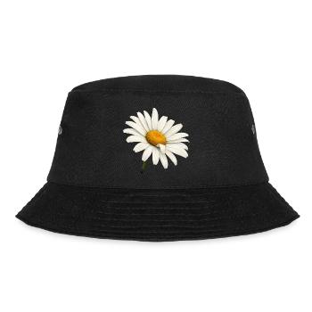 Weiße Margeritenblüte Natur Blumen Design  - Bucket Hat - Schwarz - Vorne - Lela (165cm)