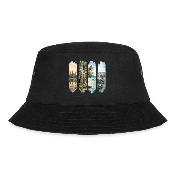 Kambodscha Travel – Angkor Wat & Natur Motiv - Bucket Hat - Schwarz - Vorne