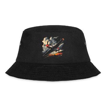 Propeller Flugzeug Grafik - Bucket Hat - Schwarz - Vorne