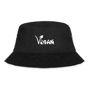 Vegan Veganer Veganerin Pro Veggie White Weiß - Bucket Hat - black - Front - Lela (165cm)