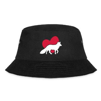 Herz Fuchs - Heart Fox - coeur renard - Bucket Hat - Schwarz - Vorne - Lela (165cm)
