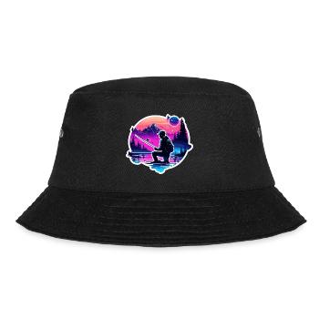 Angler Siluette / angeln / Fisch / See / Sport - Bucket Hat - Schwarz - Vorne - Lela (165cm)