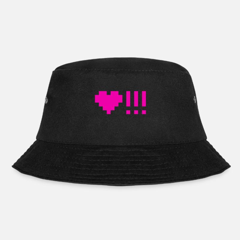 Hearts with three exclamation points - Bucket Hat - black