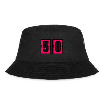 50. 50 JAHRE. 50-jähriges JUBILÄUM. GEBURTSTAG 50 JAHRE. - Bucket Hat - Schwarz - Vorne - Lela (165cm)