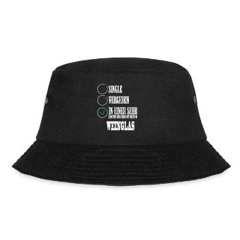 In einer Beziehung mit meinem Weinglas - Bucket Hat - Schwarz - Vorne - Lela (165cm)