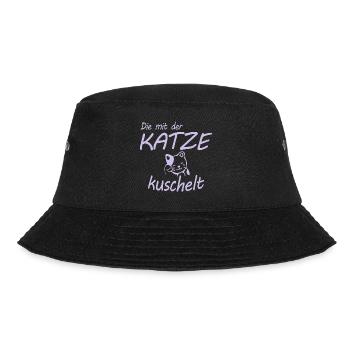 Die mit der Katze kuschelt Geschenk - Bucket Hat - Schwarz - Vorne - Lela (165cm)