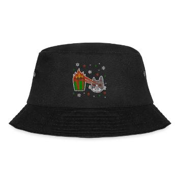 Ugly Christmas Laser Katze Schneeflocken Geschenk - Bucket Hat - Schwarz - Vorne - Lela (165cm)