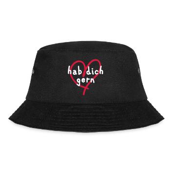 hab dich gern Herz hab dich lieb Freundschaft - Bucket Hat - Schwarz - Vorne - Lela (165cm)