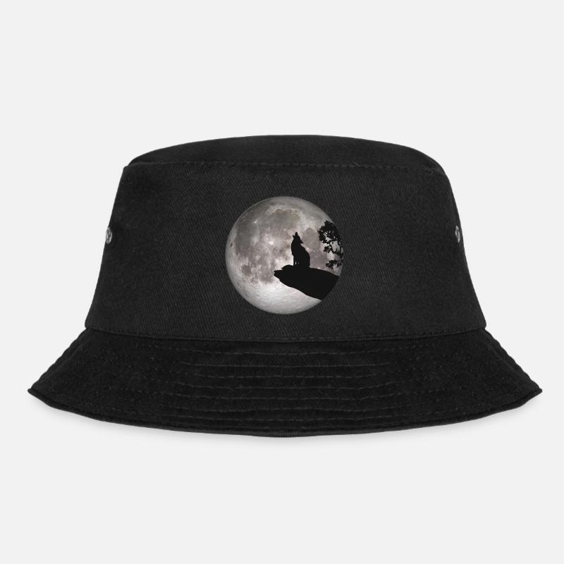 Vollmond Hund Werwolf Wolf heulen Wolf Pup - Bucket Hat - Schwarz