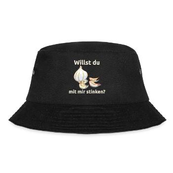 Knoblauch Knobi stinken Liebe Geschenk - Bucket Hat - Schwarz - Vorne - Lela (165cm)