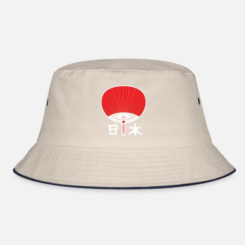 Japan Faecher Rot mit japanischen Schriftzeichen Bucket Hat
