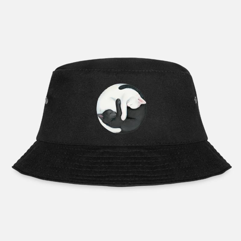 Yin Yang Balancing Cats - Bucket Hat - black