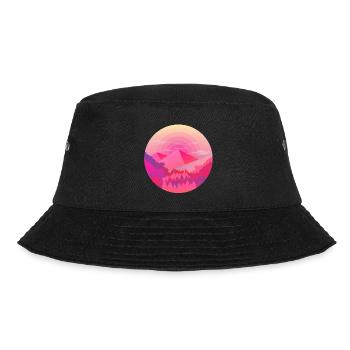 Berge Pyramide Sonne Wald - Bucket Hat - Schwarz - Vorne - Lela (165cm)