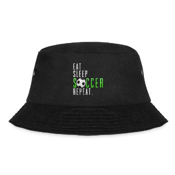 Eat Sleep Soccer Repeat Fußball Spruch Geschenk - Bucket Hat - Schwarz - Vorne - Lela (165cm)