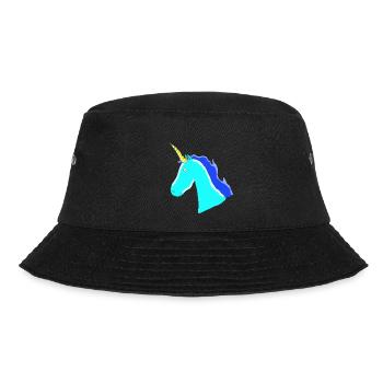 Einhorn Unicorn Geschenk Idee Blau Horn Schweif - Bucket Hat - Schwarz - Vorne - Lela (165cm)