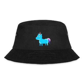 Einhorn Unicorn Himmelblau Geschenk Idee Schweif - Bucket Hat - Schwarz - Vorne - Lela (165cm)