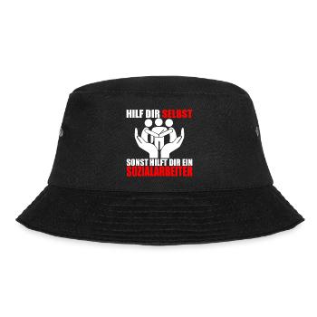 HILF DIR SELBST SONST HILFT DIR EIN SOZIALARBEITER - Bucket Hat - Schwarz - Vorne - Lela (165cm)