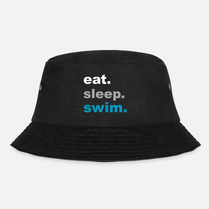Eating, sleeping, swimming! - Gift - Bucket Hat - black