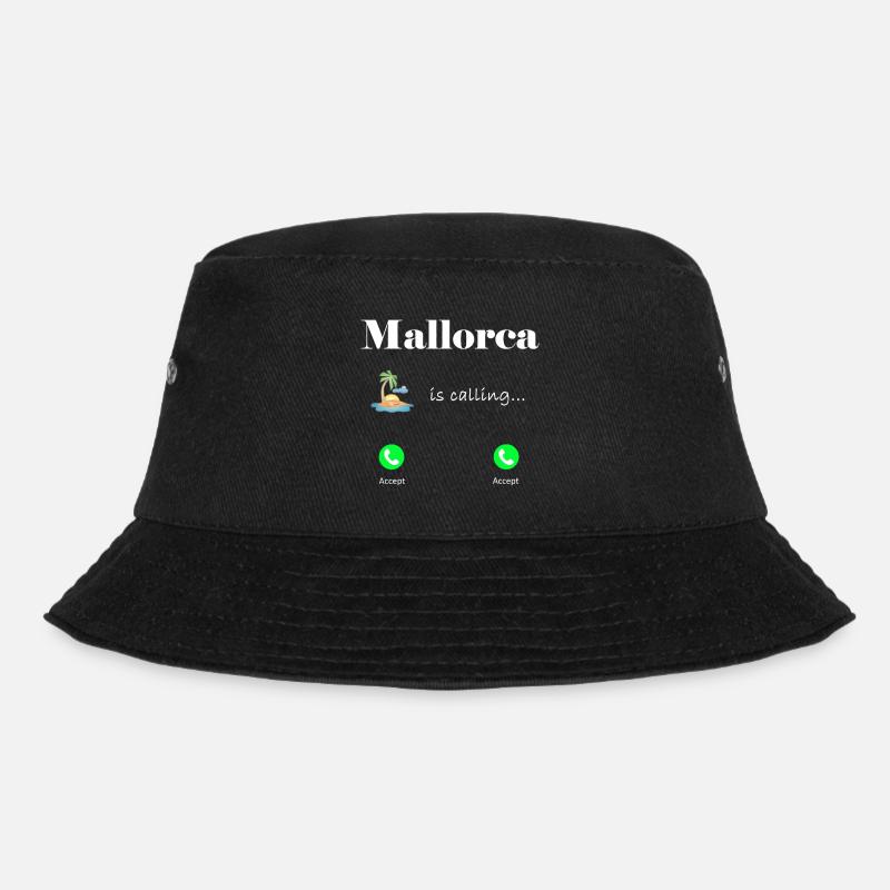 Mallorca is calling, Lustiges Geschenkidee Palme - Bucket Hat - Schwarz
