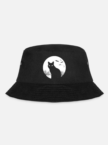 Katze Halloween Mond Geschenk Haustier Katzen - Bucket Hat - Schwarz