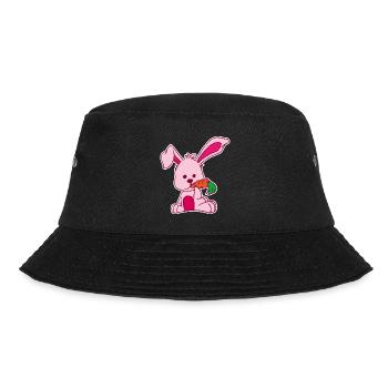 Flach Design Kaninchen liebt Karotte rosa süss - Bucket Hat - Schwarz - Vorne - Lela (165cm)