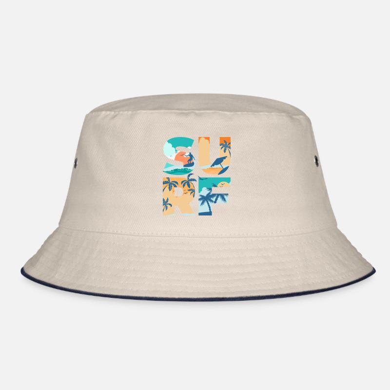 SURF Summer Beach Waves Surfboard - Gift Idea Bucket Hat