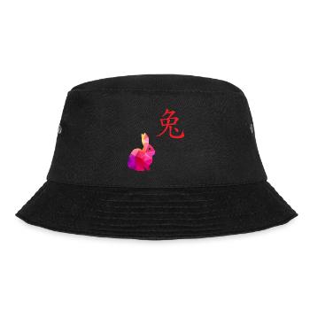 Chinese Zodiac Sign Rabbit - Gift Idea - Bucket Hat - black - Front - Lela (165cm)