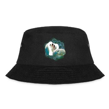 Elegante Schwanenpaar mit Flussmotiven - Bucket Hat - Schwarz - Vorne - Lela (165cm)
