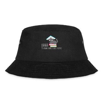 Cat Reading Nerd hide behind the book - Bucket Hat - black - Front - Lela (165cm)