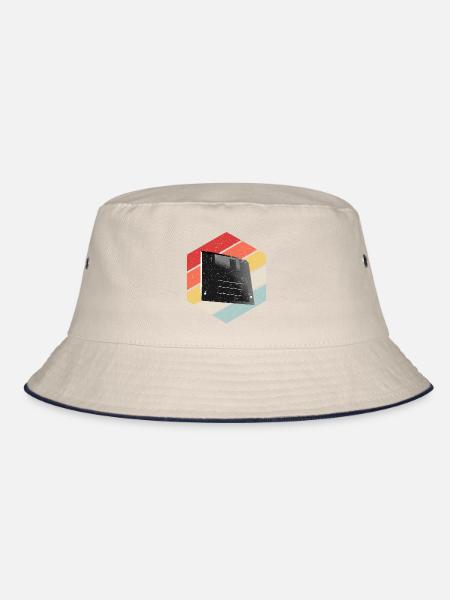 Diskette Floppy Disk - Bucket Hat - ecru/navy - Front