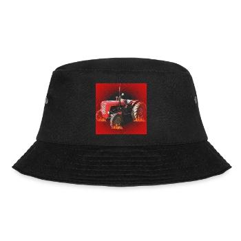 Feuerroter Traktor im Inferno - Bucket Hat - Schwarz - Vorne - Lela (165cm)