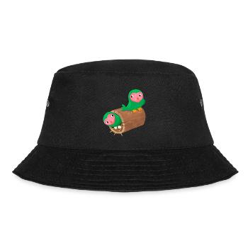 Nesting peach face lovebirds in a log - Bucket Hat - black - Front - Lela (165cm)
