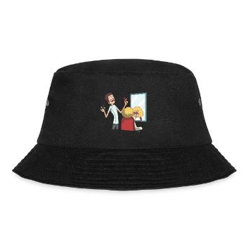 Hairdresser cutting, combing, laying - Bucket Hat - black - Front - Lela (165cm)