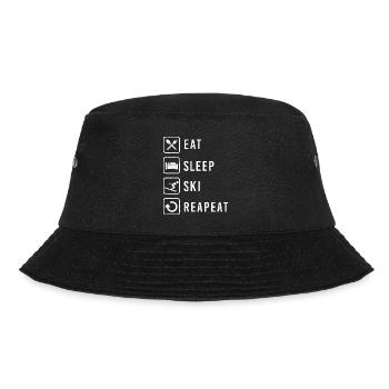 Eat Sleep Ski Repeat Wintersport Lustige Geschenk - Bucket Hat - Schwarz - Vorne - Lela (165cm)