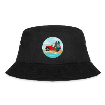 Surfing Wave Jeep und Surfboard Surfer Geschenk - Bucket Hat - Schwarz - Vorne - Lela (165cm)