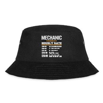 Working Tee For Mechanic Saying "Mechanic Hourly - Bucket Hat - black - Front - Lela (165cm)