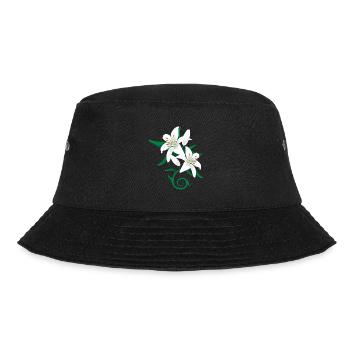 Lilienblüten Tattoo Geschenkidee - Bucket Hat - Schwarz - Vorne - Lela (165cm)