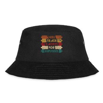 Will Trade Racists For Refugees. Refugees Welcome - Bucket Hat - black - Front - Lela (165cm)