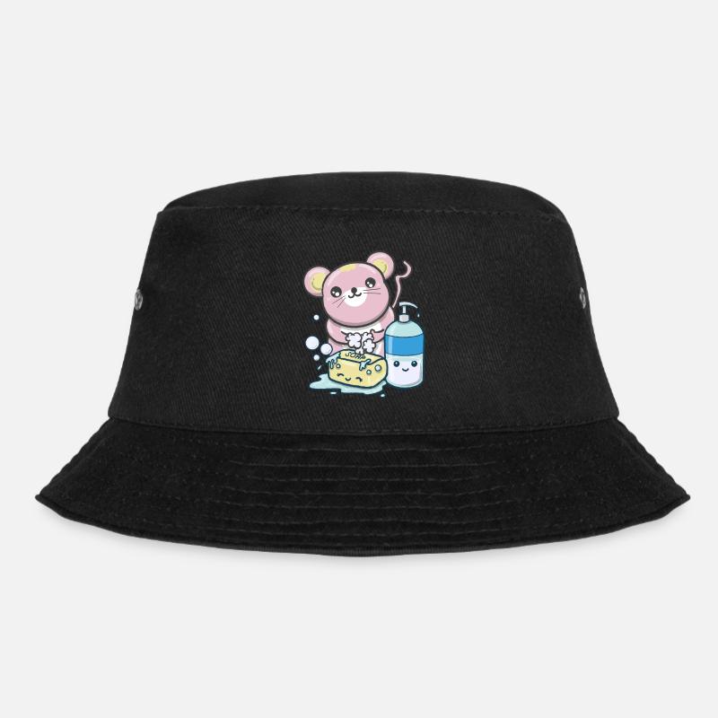 Kawaii Mouse - Mouse Wash Hands - Bucket Hat - black