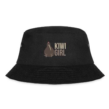 New Zealand Kiwi Girl Partnerlook Lustige Geschenk - Bucket Hat - Schwarz - Vorne - Lela (165cm)