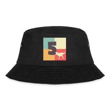 T-Rex Dinosaurier | Geschenkidee zum 5. Geburtstag - Bucket Hat - Schwarz - Vorne - Lela (165cm)