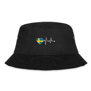 Sweden country Swedish flag heart heartbeat - Bucket Hat - black - Front - Lela (165cm)