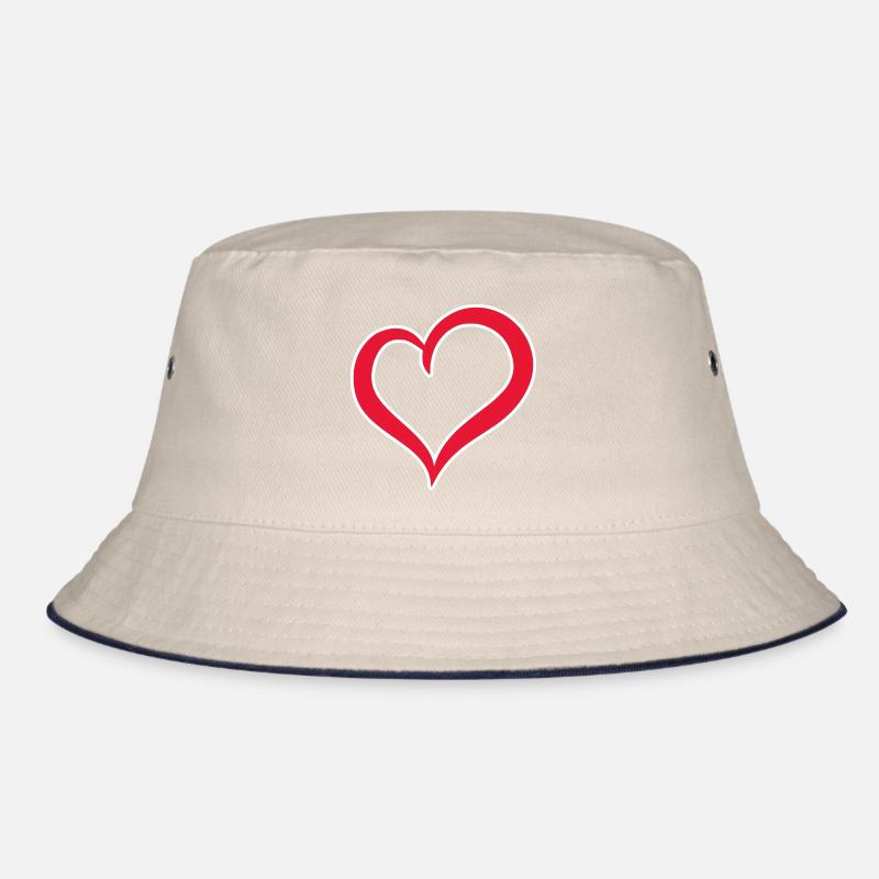 Heart red with white border Bucket Hat