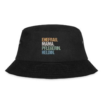 Pflegerin Pflege Mama Ehefrau Heldin Spruch Retro - Bucket Hat - Schwarz - Vorne - Lela (165cm)