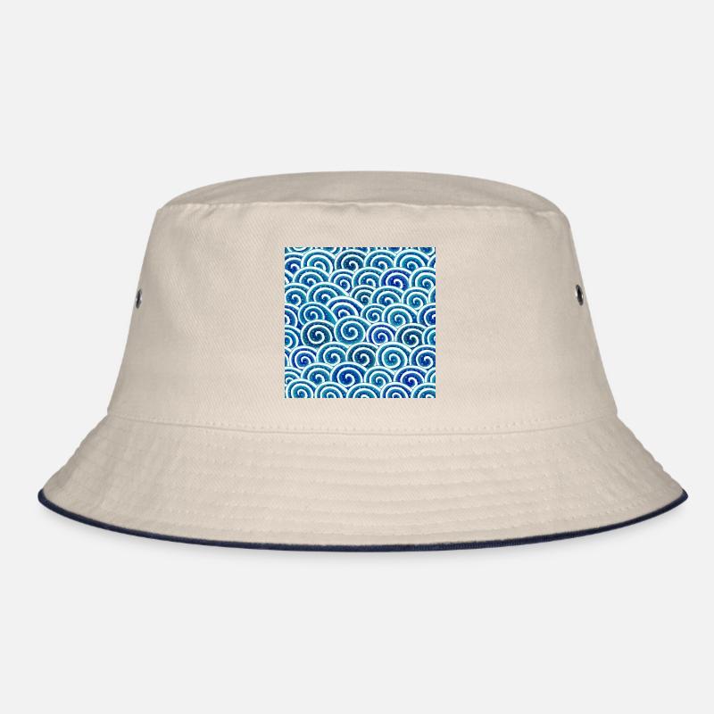 Expressive wave pattern in blue Bucket Hat