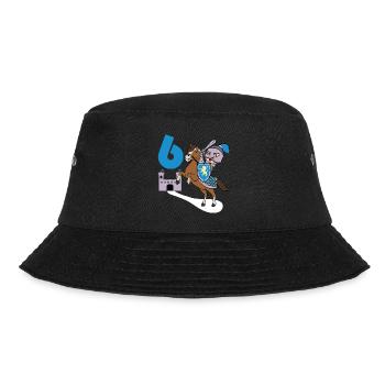 6. Geburtstag Große Geschenkidee für jeden Ritter - Bucket Hat - Schwarz - Vorne - Lela (165cm)